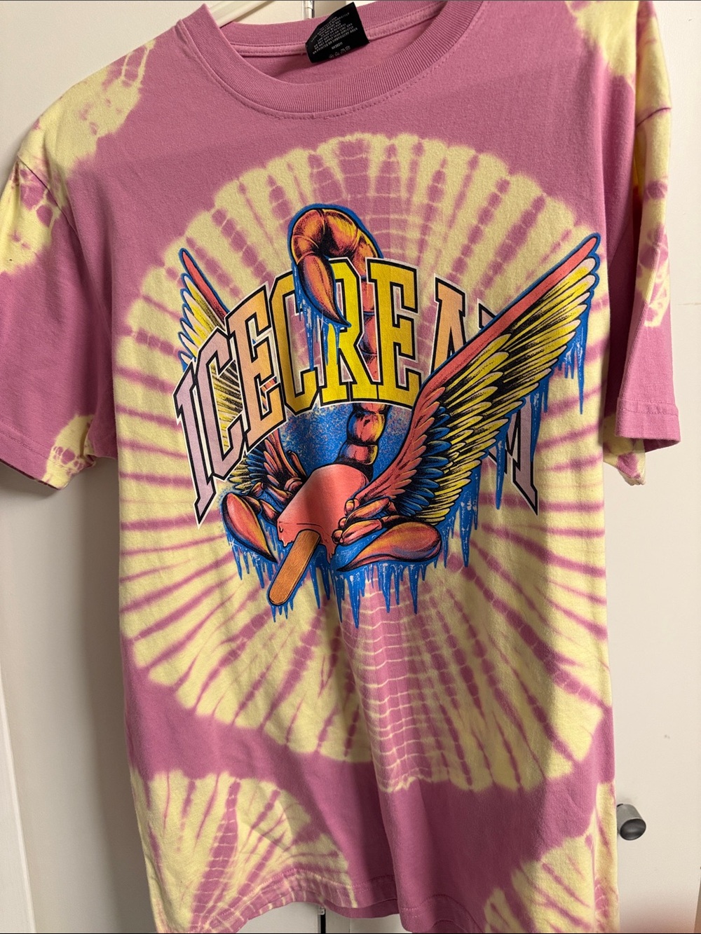 Icecream Pink & Yellow Tie-Dye Graphic Tee